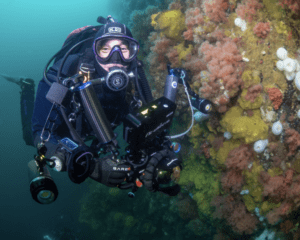 Tiare Boyes diving underwater